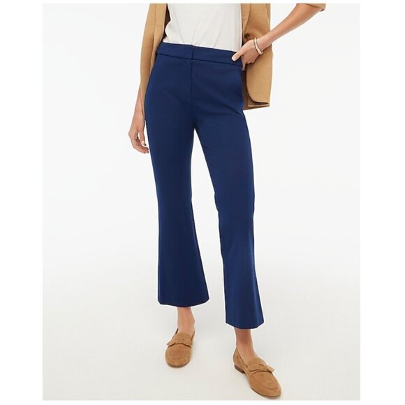 J. Crew Kelsey High Rise Flare Cropped Pants Navy Size 12P NWT - Picture 1 of 10